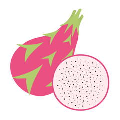 Colorful flat icons of juicy fruits and exotic tropical produce