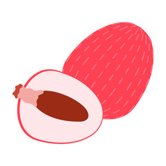 Colorful flat icons of juicy fruits and exotic tropical produce