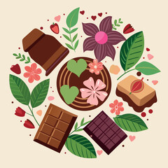 Colorful Illustration of a Chocolate Day Celebration – Festive Vector Design Featuring Sweets, Balloons, and Treats – Fun Holiday Graphic for Social Media, Cards, or Posters