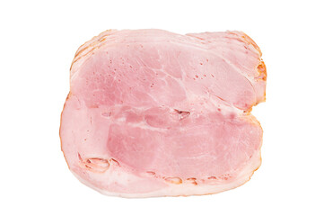 Thinly Sliced Pork Ham Prosciutto Cotto isolated on white background. top view