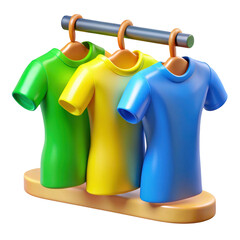 3d t shirts on hangers isolated on transparent background