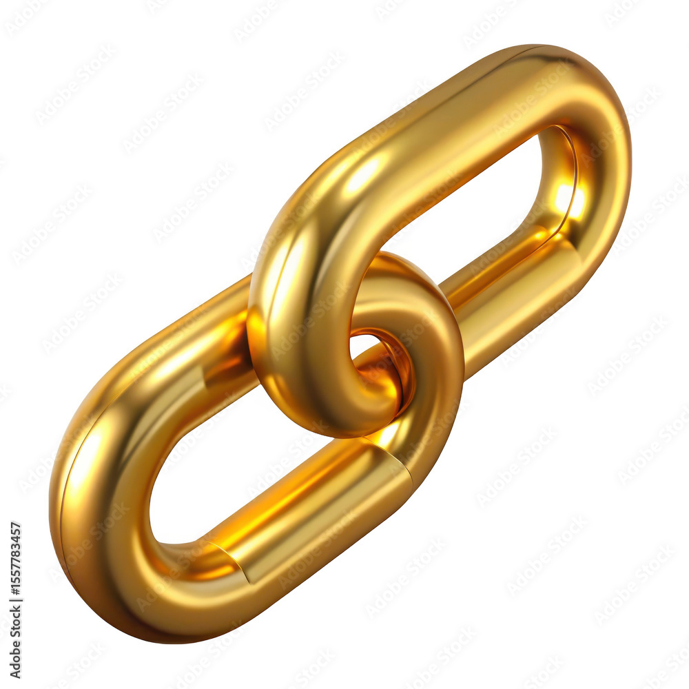 Poster 3d golden chain link isolated on transparent background