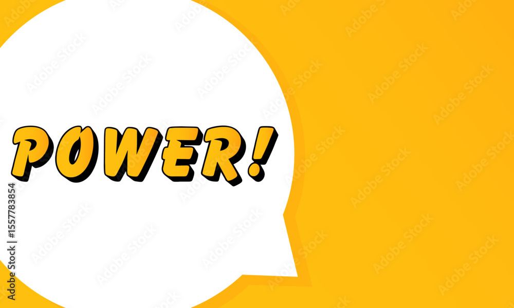 Fototapete power speech bubble. bold outline, comic style shape, vibrant background, dialog element, visual com