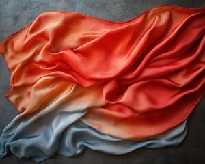 Draped, ombre silk fabric