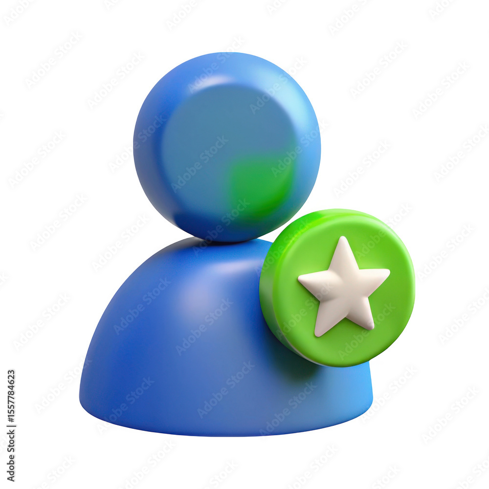Poster 3d user profile with star icon isolated on transparent background