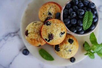 Homemade Blueberry Muffins with sugar topping