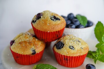Homemade Blueberry Muffins with sugar topping