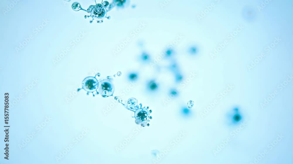 Poster abstract molecular structure pattern on a blue gradient scientific background. concept of molecular 