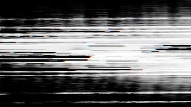 Monochrome image featuring horizontal lines with pixelation and digital artifacting effect present