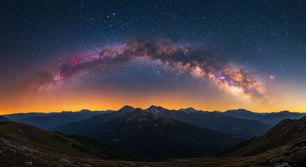 Naklejka premium Beautiful mountain with colorful sky of dark nature.