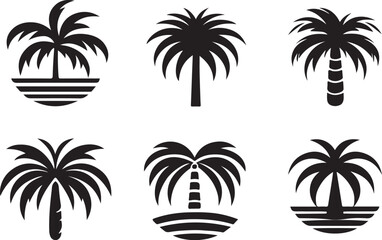 palm trees silhouettes vector