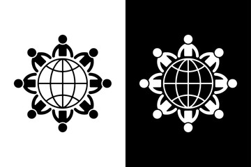 Global Collaboration and International Cooperation icon vector on White Background ,Vector Art Illustration on white background.	