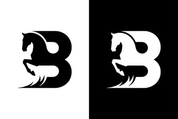 Horse and Letter B Logo, Icon on White Background Vector Art Illustration on white background. © MONI