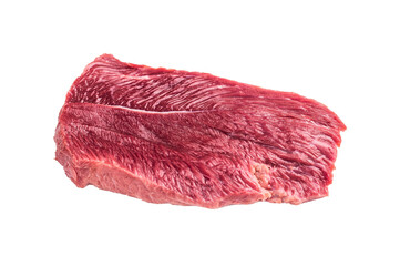 Raw Boar meat steak, uncooked Game Meat Isolated on white background. top view