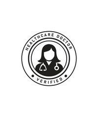 Shield healthcare doctor logo, Women doctor logo on white background