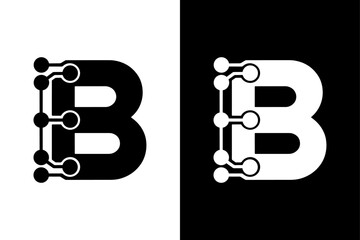 Tech Letter B Circuit Board Logo Design.