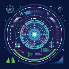 Futuristic Technology Background with Glowing HUD UI Elements