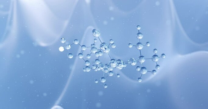 Tezacaftor rotating molecular structure, 3d model of therapeutic agent
