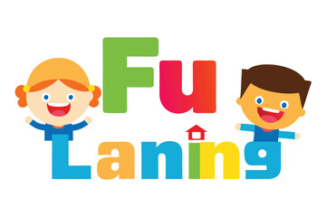 Fun learning themed icons with kids and lessons colorful Vector illustration