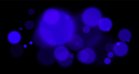 Blue glowing bokeh with layered circle particles and blur effect on black backdrop. Creates a dramatic, energetic visual for digital compositions.
