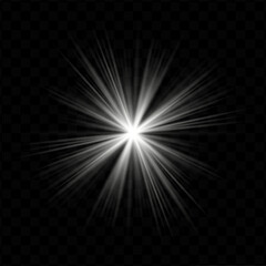 Light burst. White central starburst with sharp rays and transparent glow, perfect for sci-fi, energy, or futuristic interface visuals.