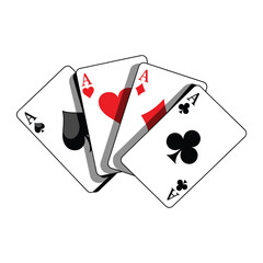 Four aces playing cards spades hearts diamonds clubs gambling luck