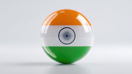 Glass orb featuring the Indian flag, created for Independence Day and Republic Day. Ashoka Chakra and tricolor for August 15 national celebration