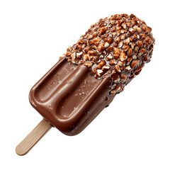 Obraz premium Delicious chocolate ice cream with a candy bar, isolated on a white background