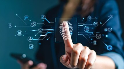 Biometric Authentication: Secure fingerprint technology on digital interface innovation - Powered by Adobe