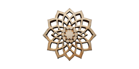 Intricate Wooden Mandala Design. Symbol Of Spirituality And Artistic Craftsmanship Isolated On Transparent Background