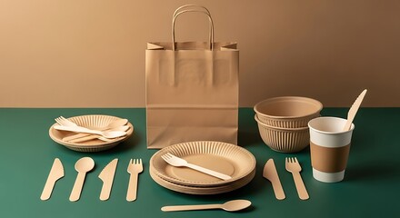 Biodegradable disposable tableware and paper bag paper plates wooden cutlery