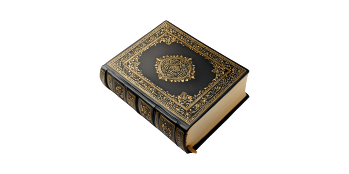 Luxurious Leather-Bound Book With Ornate Gold Detailing. Symbol Of Knowledge And Tradition Isolated On Transparent Background