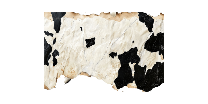 Cowhide Pattern Torn Paper. Rustic Texture And Natural Design Element Isolated On Transparent Background