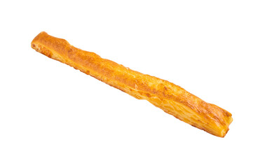 Cheese bread sticks, butter salted bread isolated on white background. top view