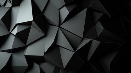 Obraz premium Black abstract background with low-poly geometric shapes.