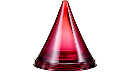Shining red cone stands elegantly on a white surface, symbolizing safety and industrial equipment for road management transparent.