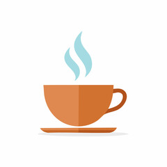 Coffee Cup with Steam on a White Background