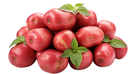 Fresh red potatoes piled high with bright green basil leaves provide a vibrant and natural arrangement, ideal for healthy cooking transparent.