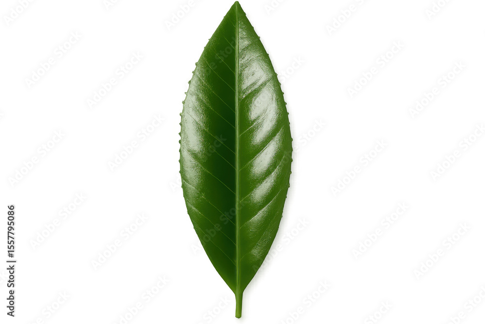 Poster green leaf displaying intricate vein patterns, transparently showcasing botanical detail for natural