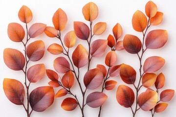 Autumn leaves arranged on white background