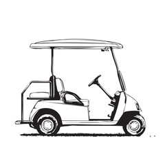 Golf cart outline on course for recreation concept
