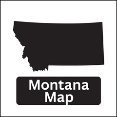 Montana black silhouette map vector