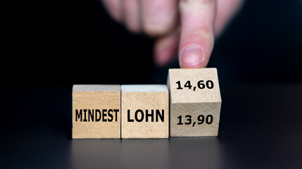 Symbol f&uuml;r die Anhebung des Mindestlohns auf 13,90 EUR im Jahr 2026 und 14,60 EUR im Jahr 2027.