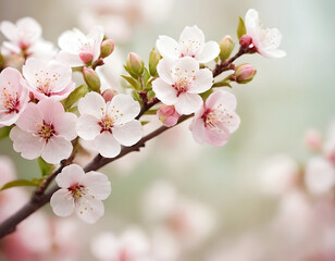 Elegant Flower Beauty. Pink and White Blossoms on a Background. Wedding Spring Blooms. A Beautiful Wedding Card. Vintage Artistic Floral Decor., cherry blossom in spring