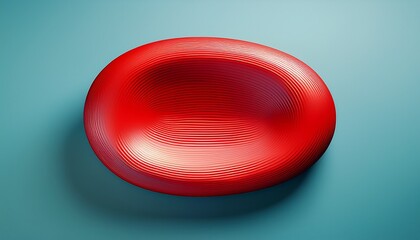 3d rendering of a red oval shaped object on a light blue background the oval is in the center of the image and is the only object in the frame