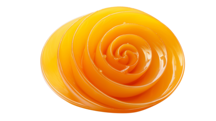 Vibrant yellow spiral plastic design, a modern, geometric abstraction showcasing concentric curves on a minimalist white background transparent.