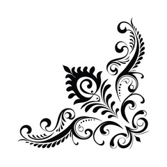 Fototapeta premium Abstract floral vector design elements featuring ornate black scroll and leaf patterns perfect for vintage decoration or tattoo illustration
