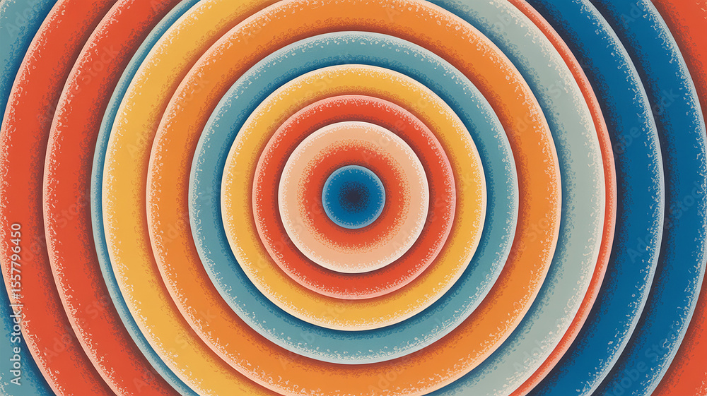 Poster Concentric Circles: A vibrant display of concentric circles in a captivating array of colors. These mesmerizing shapes form a visually arresting pattern.