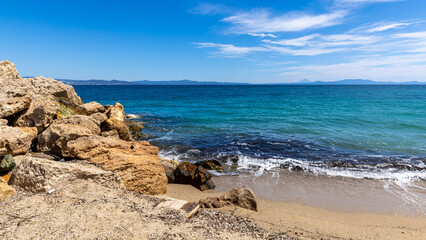 Coastal view at Nea Potidea – with a view of Mount Athos