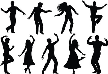 Vector silhouettes of dancing women: a captivating illustration of people in motion, showcasing style and beauty